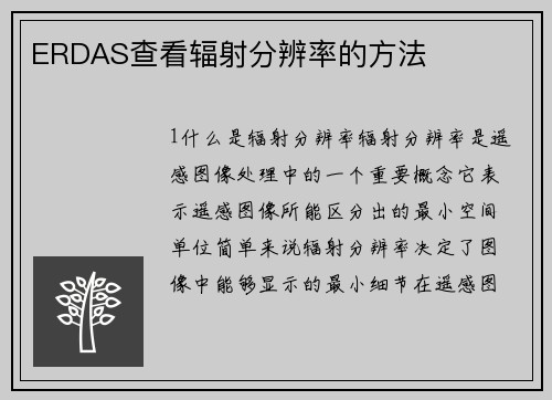 ERDAS查看辐射分辨率的方法